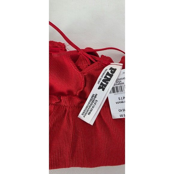 NWT Victorias Secret Pink Ribbed Red High Waist Bikini Panties Size S Cheeky - Picture 3 of 5